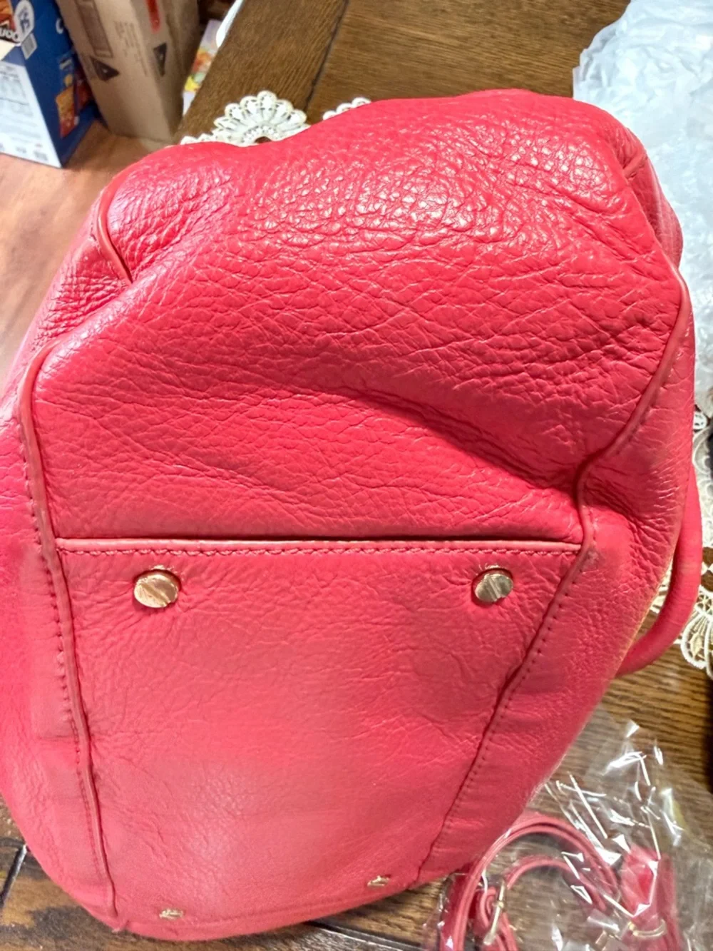 Tory Burch Pink Pebbled Leather Tote with Logo Medallion